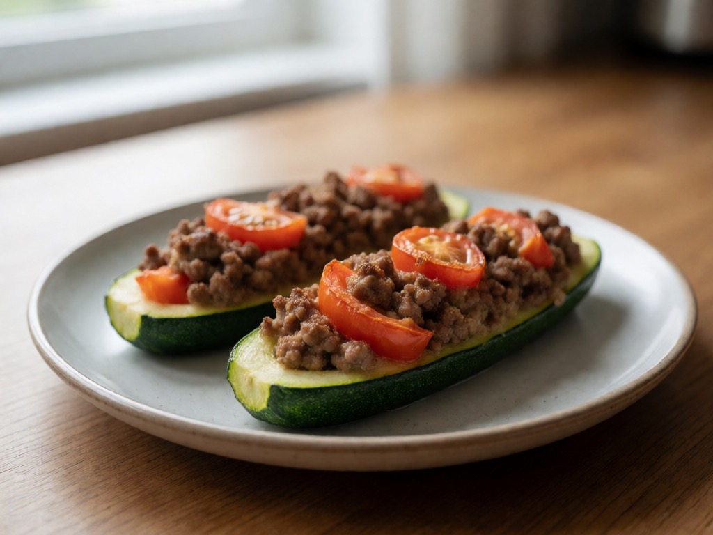 Gefüllte Zucchini mit Hackfleisch und Tomaten