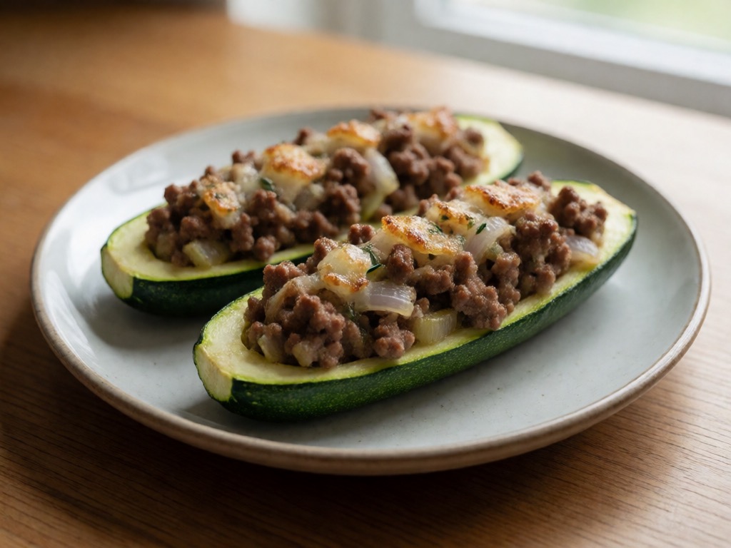 Gefüllte Zucchini mit Hackfleisch in der Heißluftfritteuse