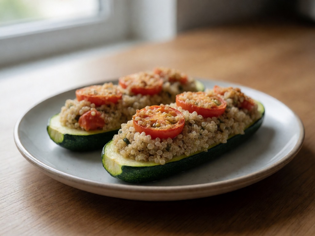 Gefüllte Zucchini mit Quinoa und Tomaten