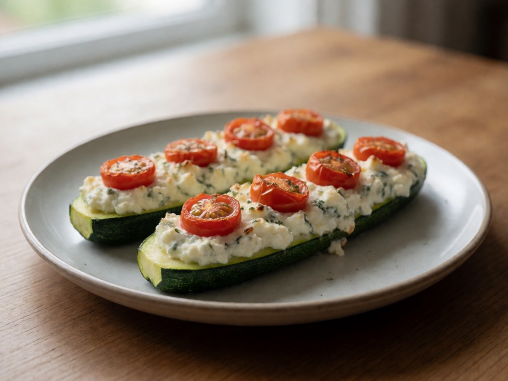 Gefüllte Zucchini mit Ricotta und Tomaten