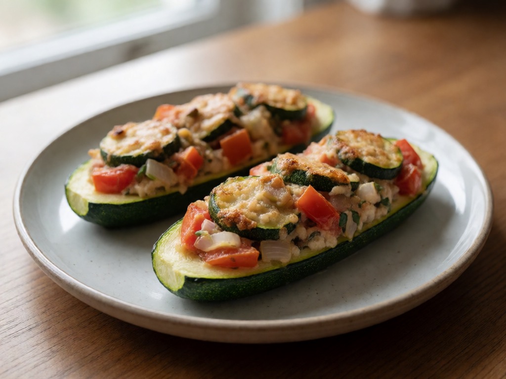 Gefüllte Zucchini mit Tomatensalsa in der Heißluftfritteuse