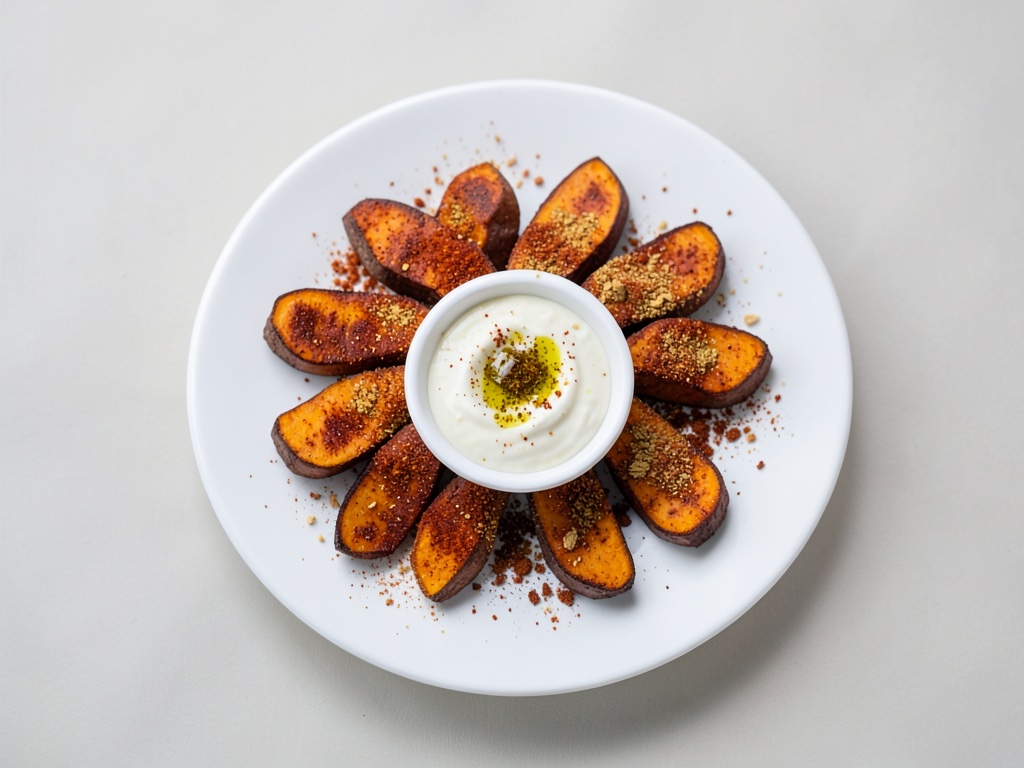 Süßkartoffel-Wedges mit Dip