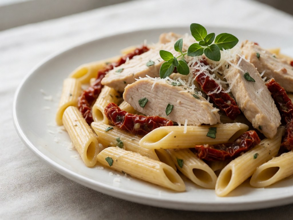 Sommer-Pasta mit Hähnchen und Gartenkräutern