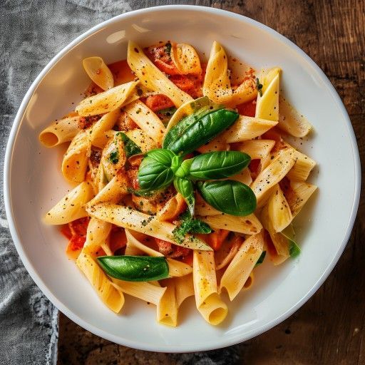 Penne in Tomaten-Basilikum-Cremesauce