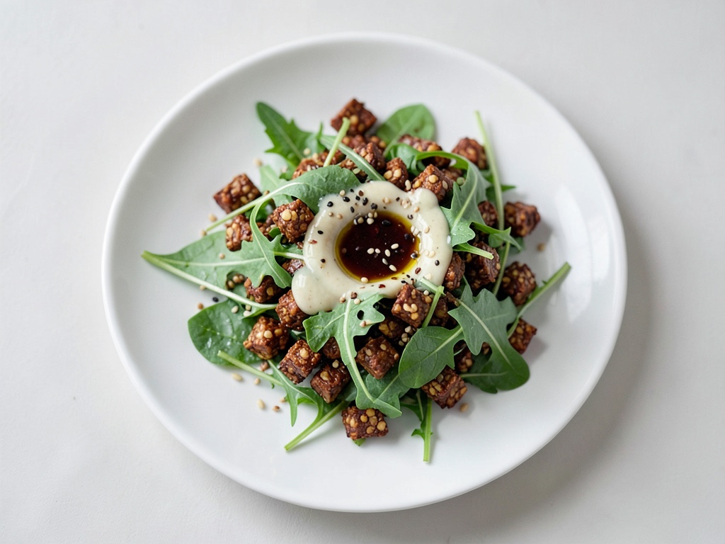 Insalata di tempeh con condimento al sesamo