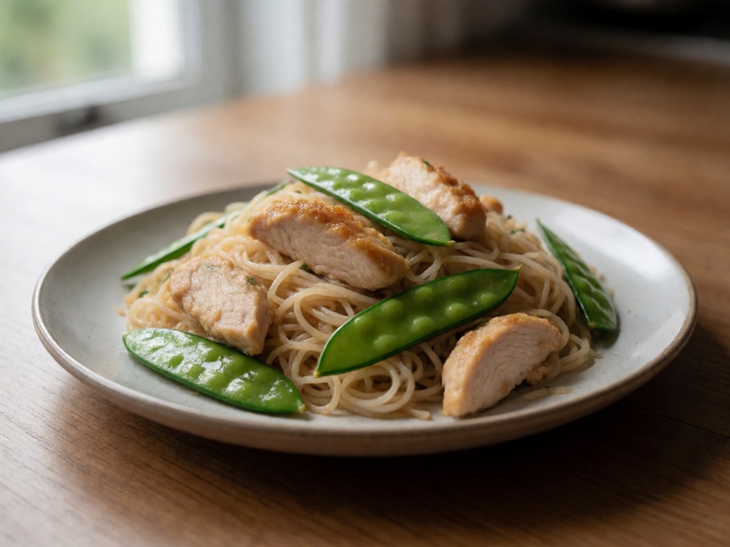Thailändische Airfryer-Hühner-Nudel-Pfanne