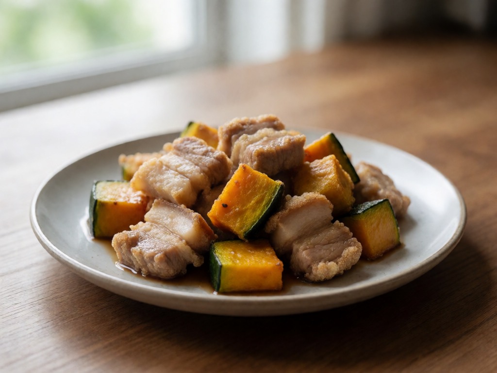 Thailändischer Airfryer-Schweinebauch mit Kürbis