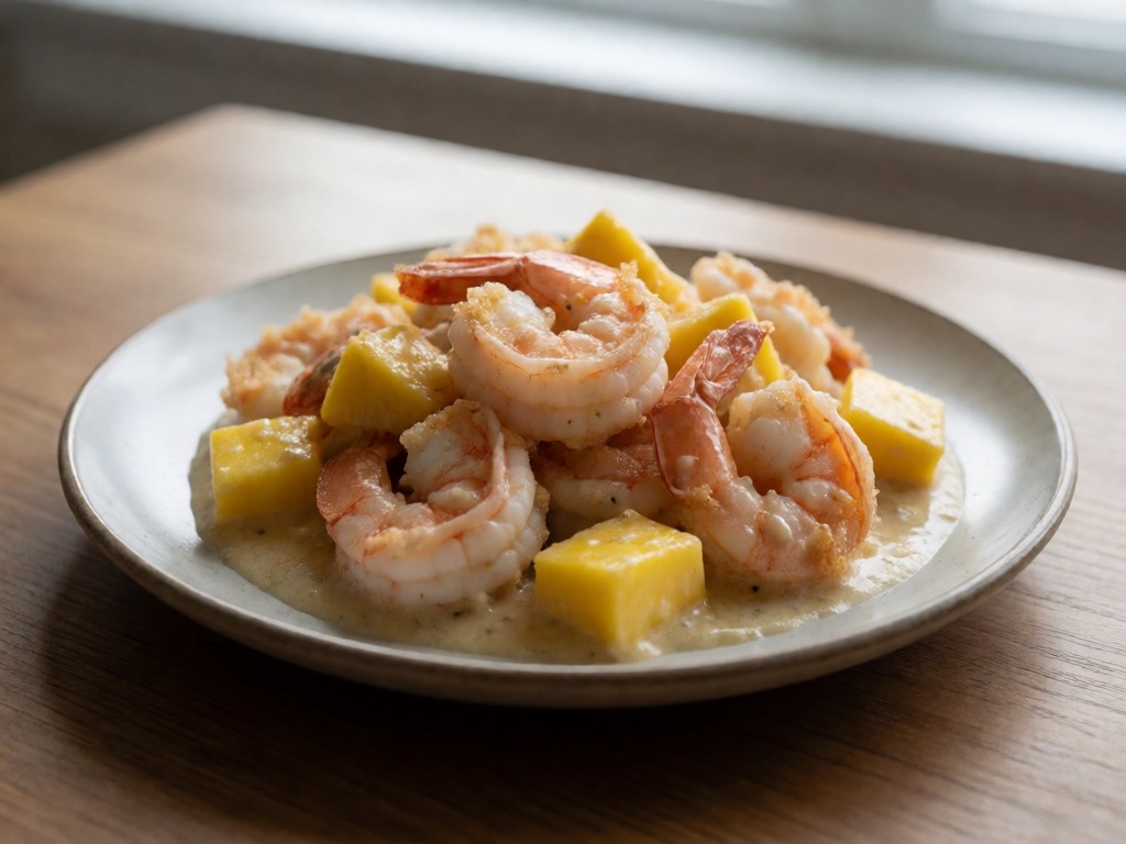 Thailändische Airfryer-Garnelen mit Kokos-Mango-Sauce