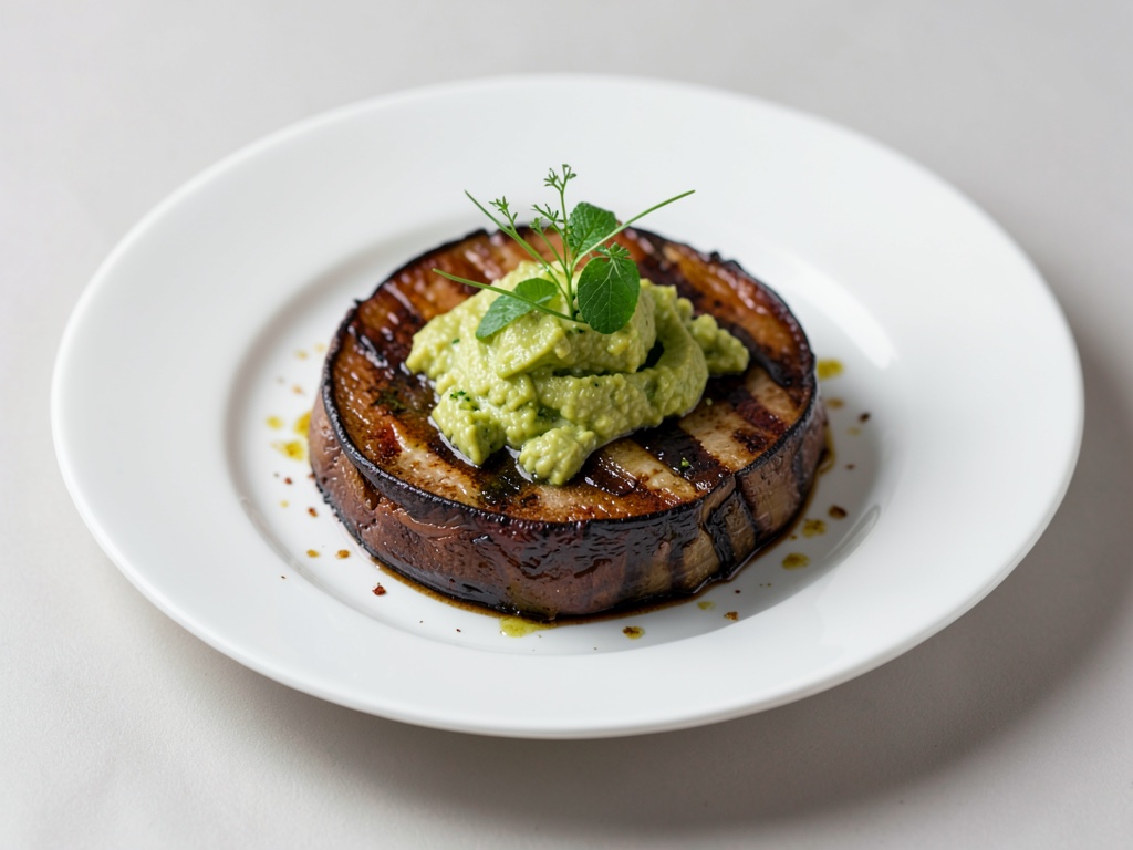 Melanzane Tian caramellate con quark all'avocado