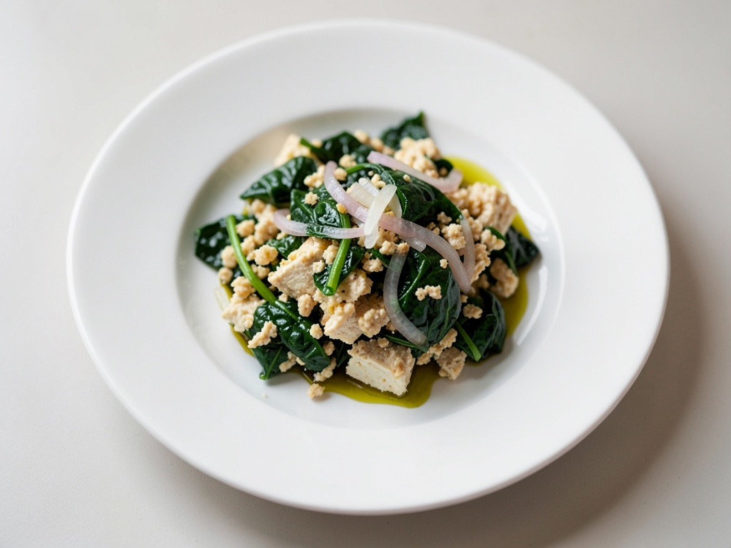 Tofu-Rührei mit Spinat