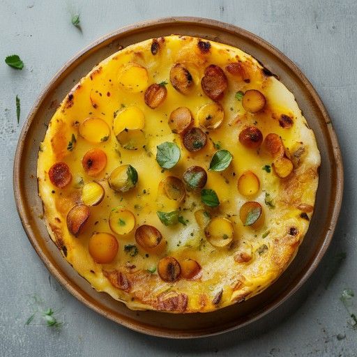 Tortilla española clásica con cebolas caramelizadas
