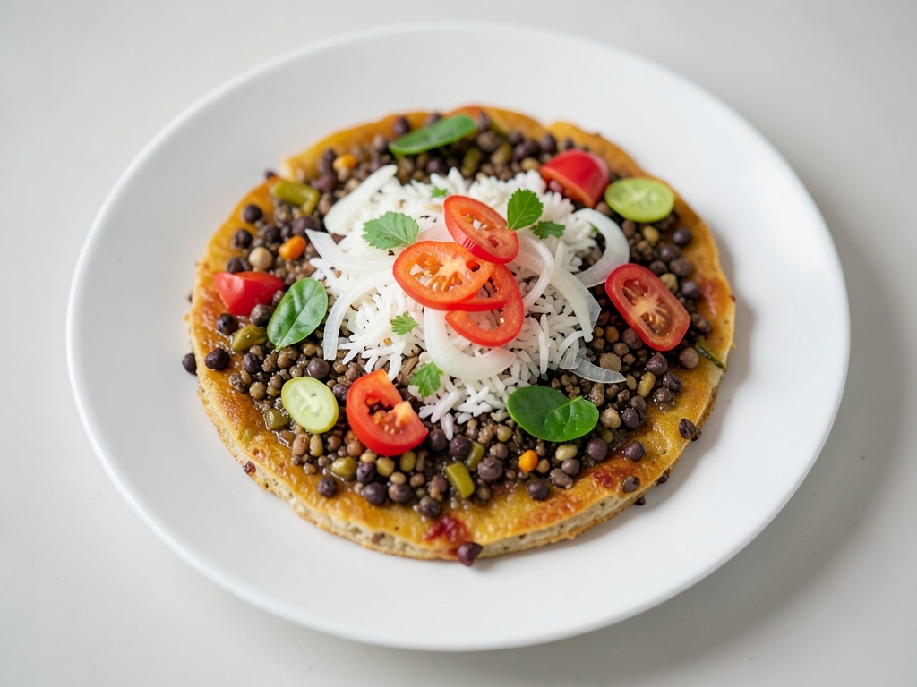 Uttapam - Frittelle di riso e lenticchie con condimenti