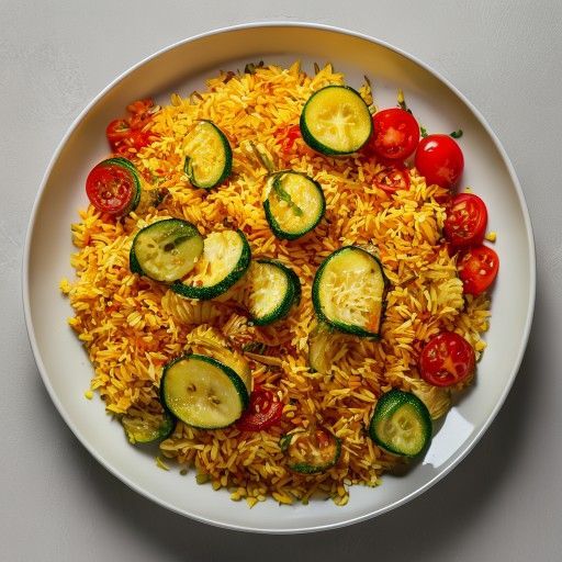 Valenciaer Garten-Reis mit Zucchini und Erbse