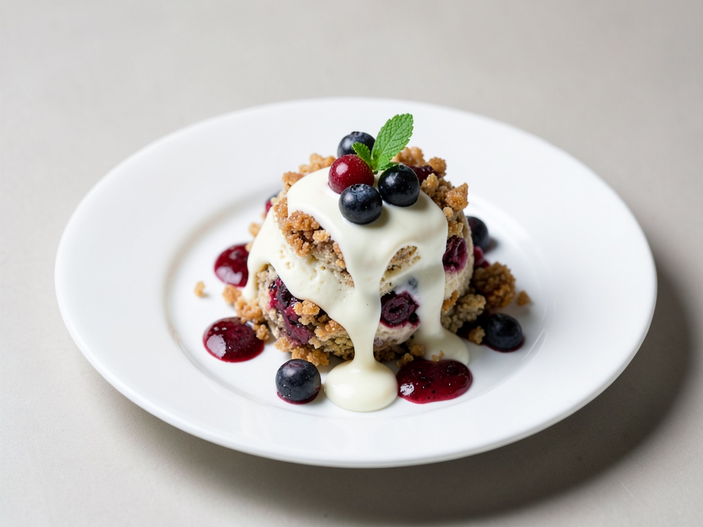 Vanilla Pudding Pretzel Crumble with Berries