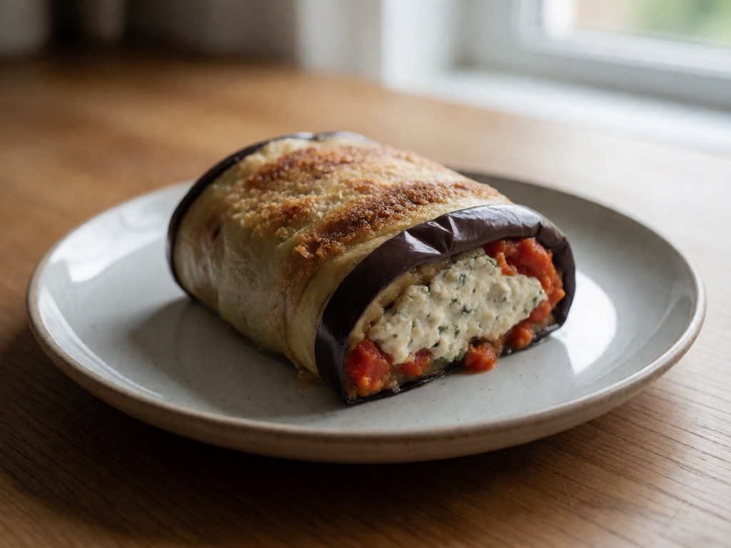Vegane Airfryer-Auberginen-Rollatini