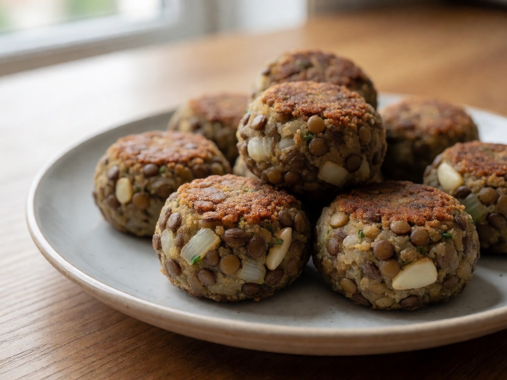 Vegane Airfryer-Linsenbällchen