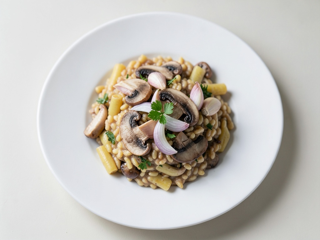 Veganer Champignon-Risotto-Pasta