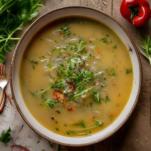 Caldo de verduras con hierbas