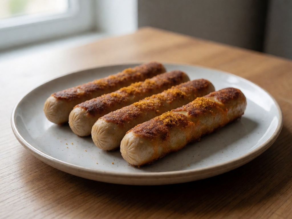 Vegetarische Currywurst aus der Heißluftfritteuse