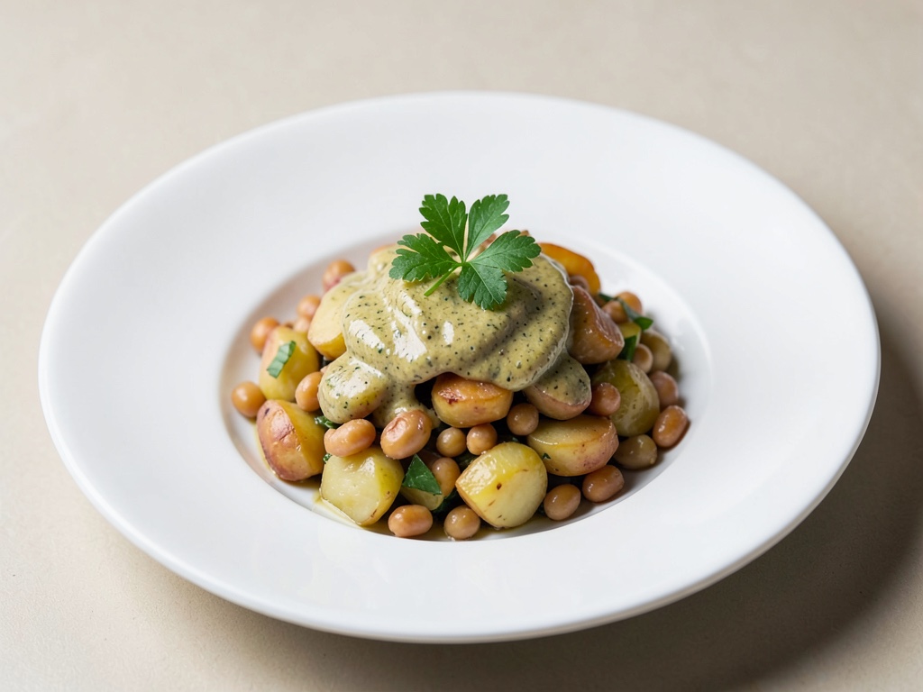 Warm Potato Bean Salad with Mustard Dressing