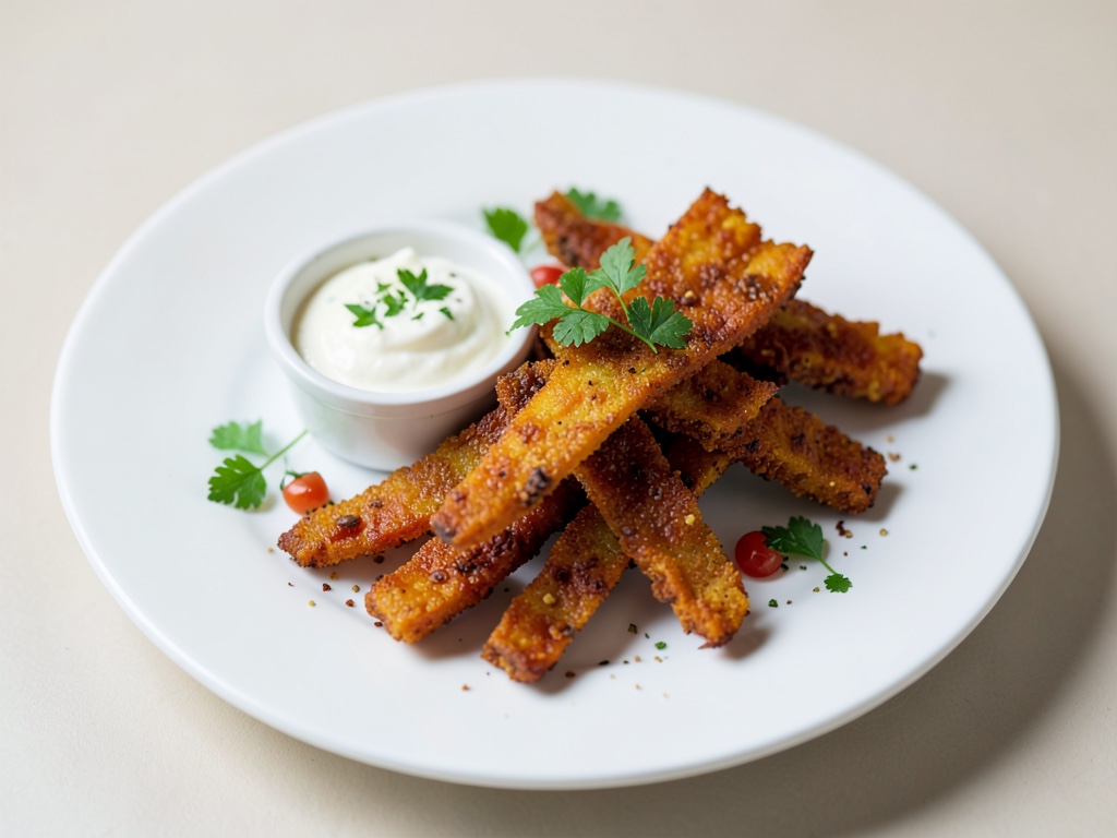 Strisce di zucca croccanti dall'air fryer con dip al feta