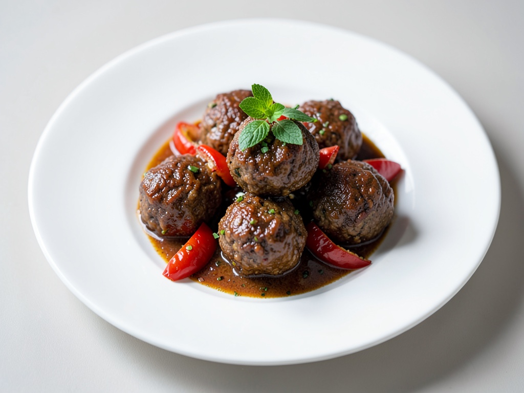 Polpette speziate in friggitrice ad aria con peperoni