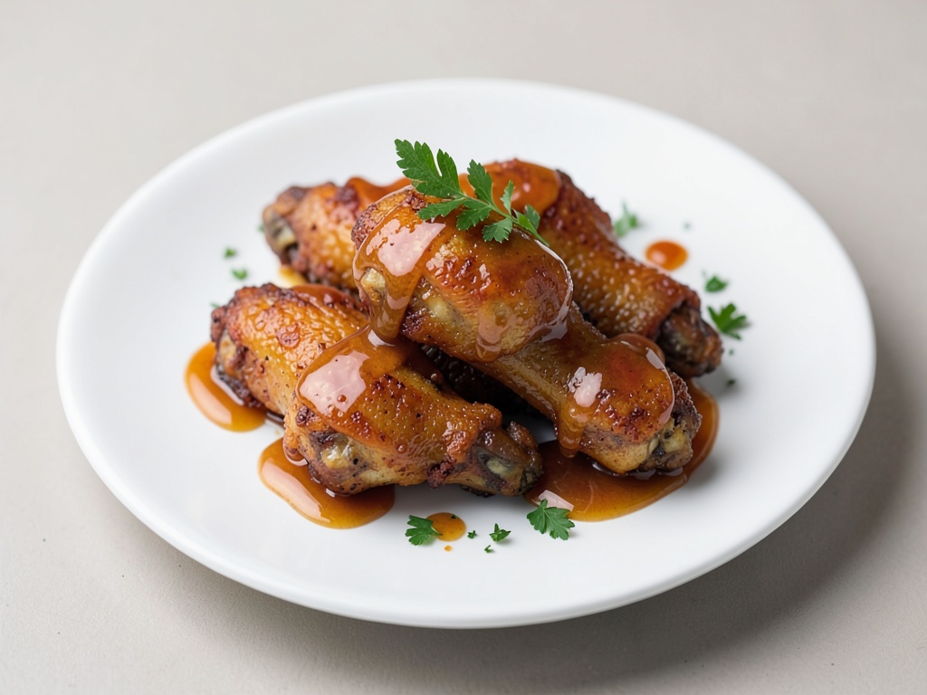 Ailes de poulet croustillants avec glaçage miel-moutarde au four à air chaud