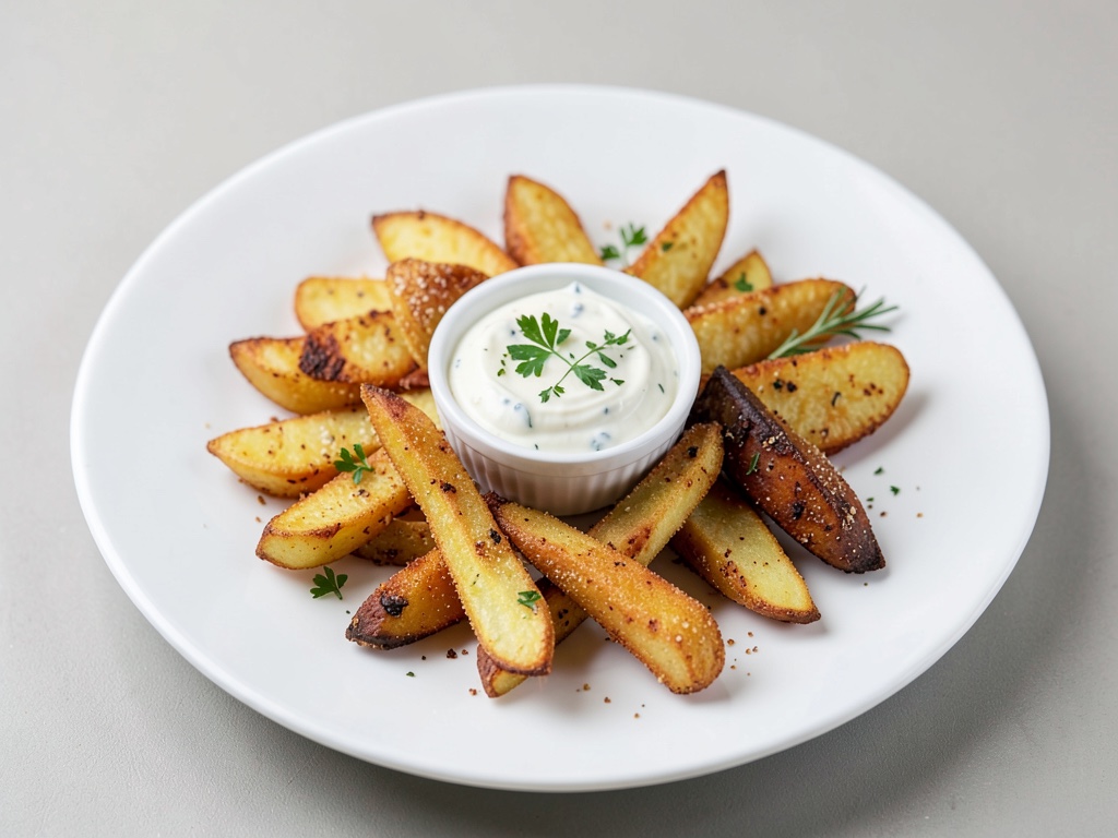 Bocconcini di patate croccanti con dip allo yogurt dalla friggitrice ad aria