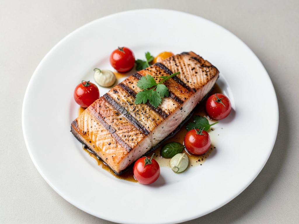 Salmone all'aria fritta mediterraneo con pomodorini
