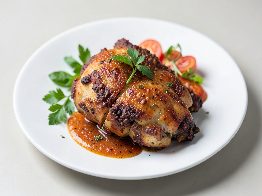 Pollo croccante con peperoni in friggitrice ad aria