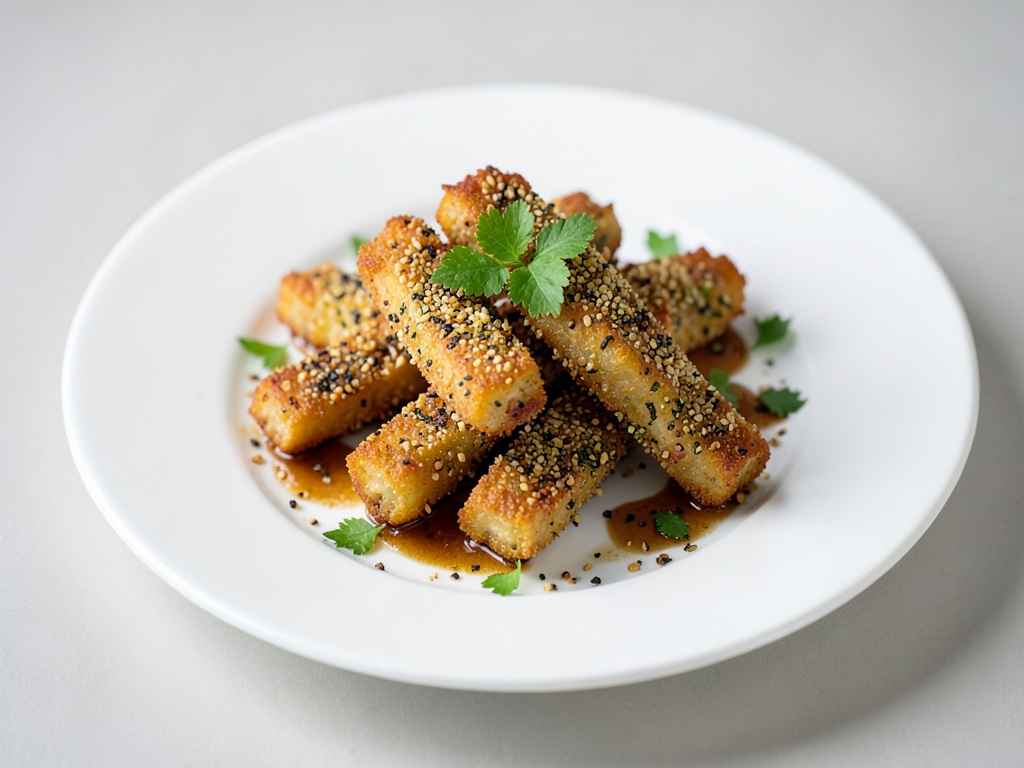 Stick di tofu vegani croccanti con panatura al sesamo