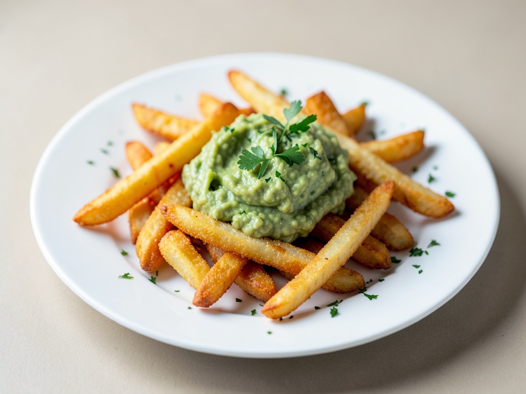 Patatine croccanti in friggitrice ad aria con guacamole fresca