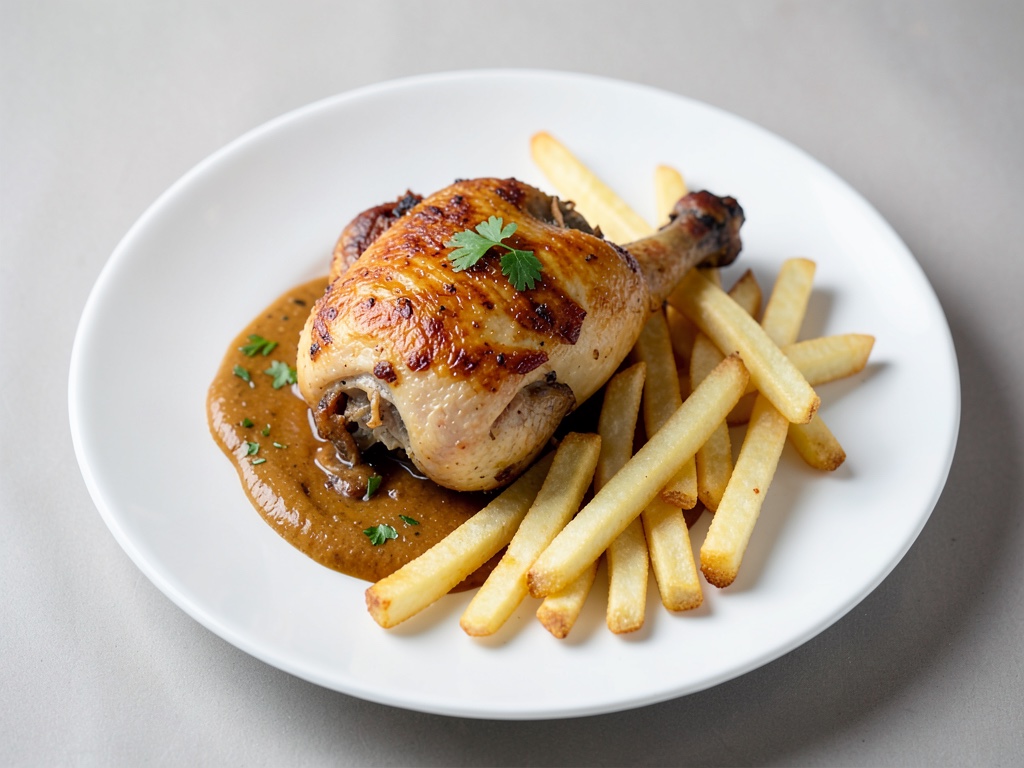 Poulet entier croustillant avec frites à l'air fryer