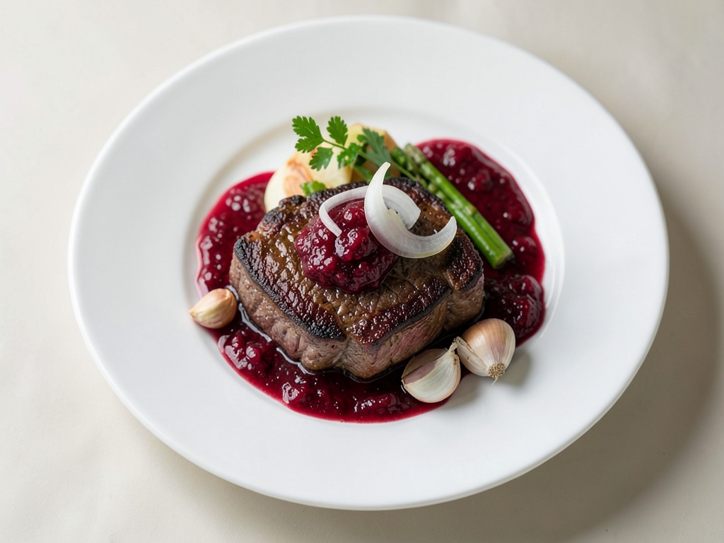Wildschweinsteak mit Preiselbeersauce