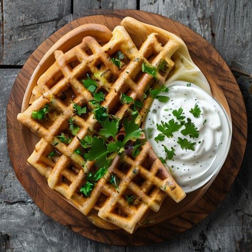 Lammhack-Wirsing-Waffeln mit Joghurt-Dip