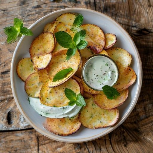 Chips di zucchine colorate con yogurt dip