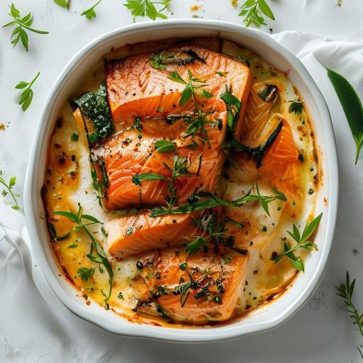 Lachs-Gratin mit Zucchini-Laschen