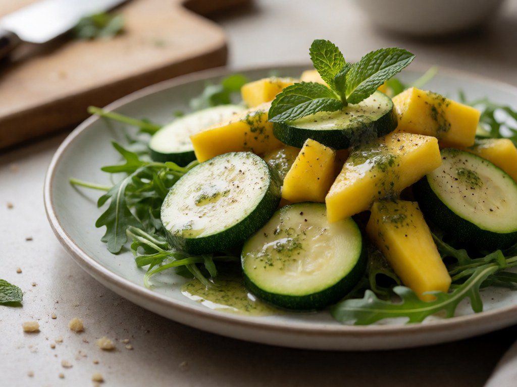 Zucchini-Mango-Salat mit Minz-Dressing