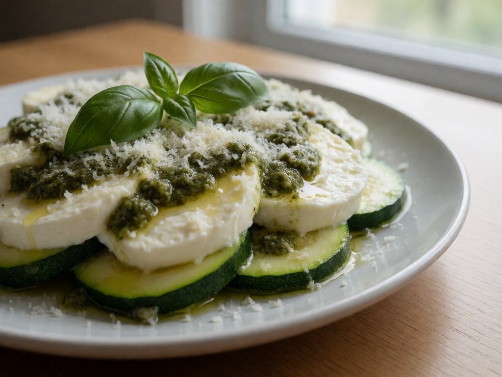 Zucchini-Mozzarella-Lasagne mit frischer Basilikumsauce