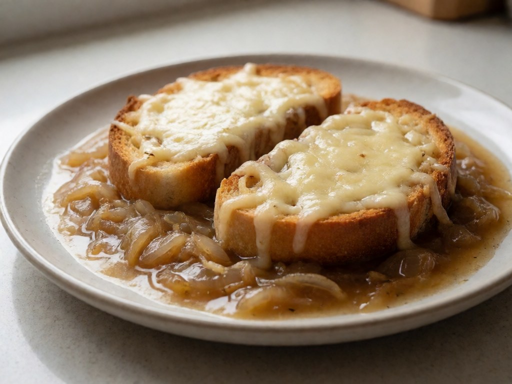 Klassische Zwiebelsuppe mit Käsekruste